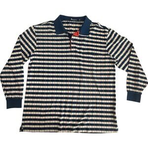 Aquasaotai Lumdon Men's M Plaid Polo Shirt Retro‎ 90s Bold Stitching Blue Orange